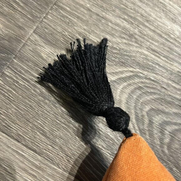 16" Halloween Skeleton Throw Pillow Black Tassels Target Orange Spooky Plush - Picture 4 of 6